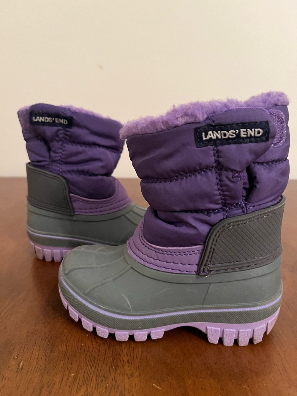 Lands' End Purple & Gray Kids Snow Boots size 5 Little Kids